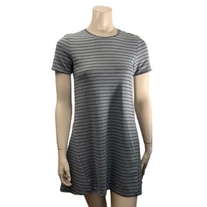 Zara Trafaluc Grey Striped T-shirt Dress Size M